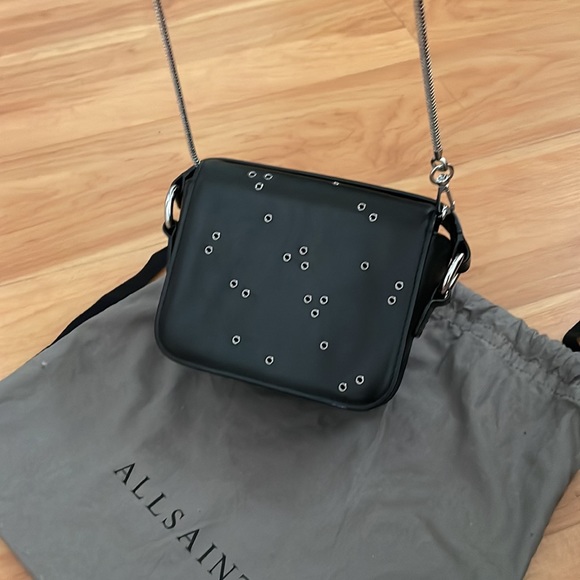 AllSaints Black Leather Crossbody Clutch - Picture 13 of 13